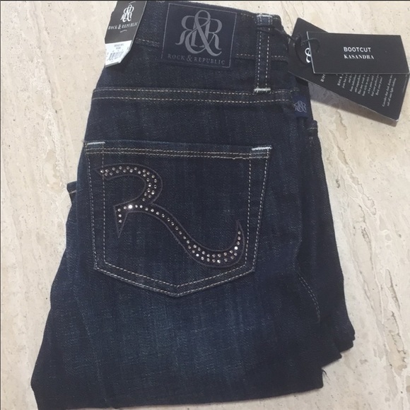 Rock & Republic Kasandra Blue Denim Jeans pant NWT - Picture 12 of 16